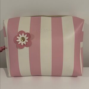 ELIZABETH ARDEN New York large make up bag cosmetic case pink & white stripes